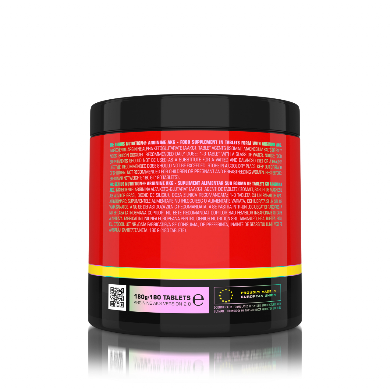 Arginina, Genius Nutrition, AKG, 180 de tablete [3]