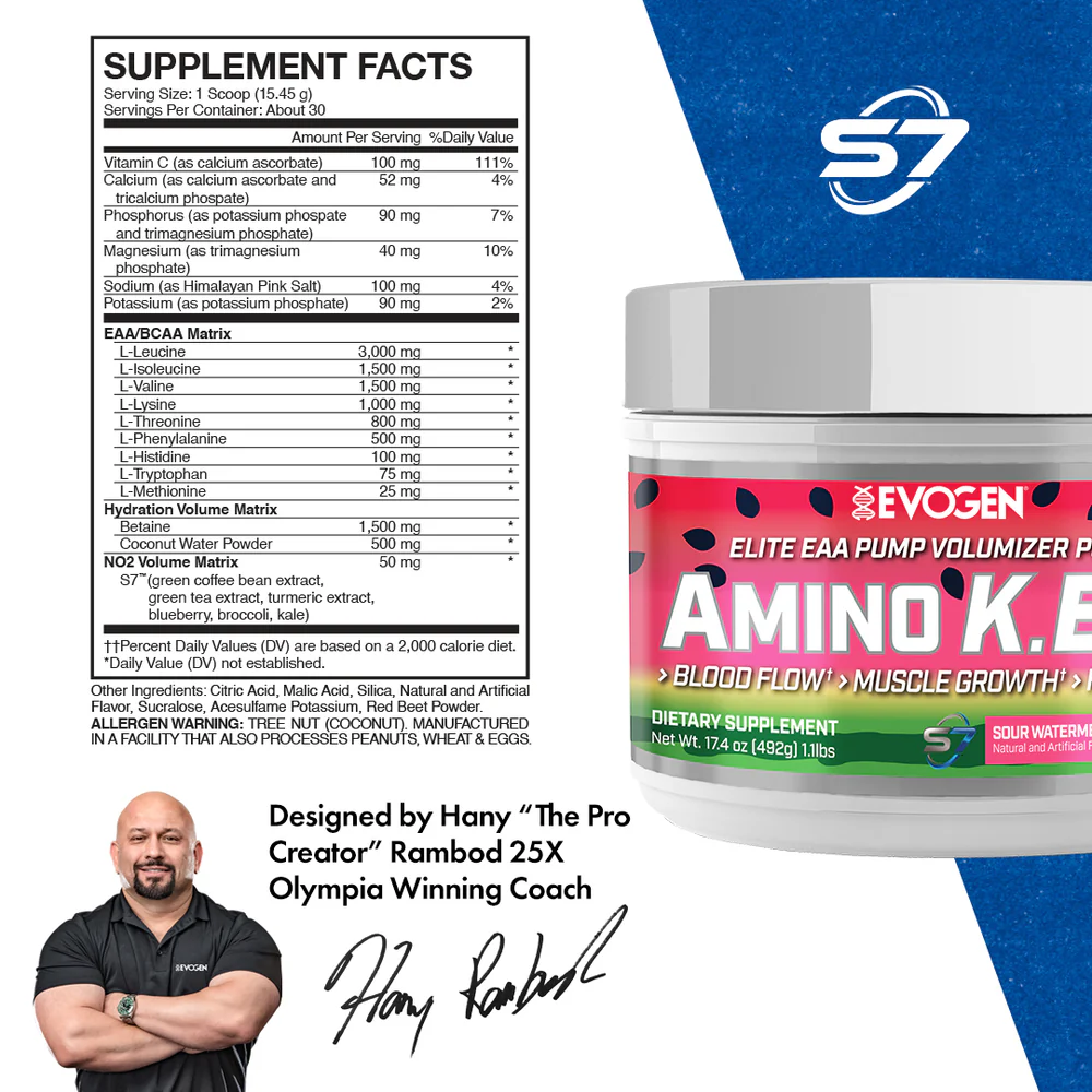 Aminoacizi esentiali si electroliti, Evogen, Amino K.E.M EAA Intra Workout, 500 de grame, pudra [2]