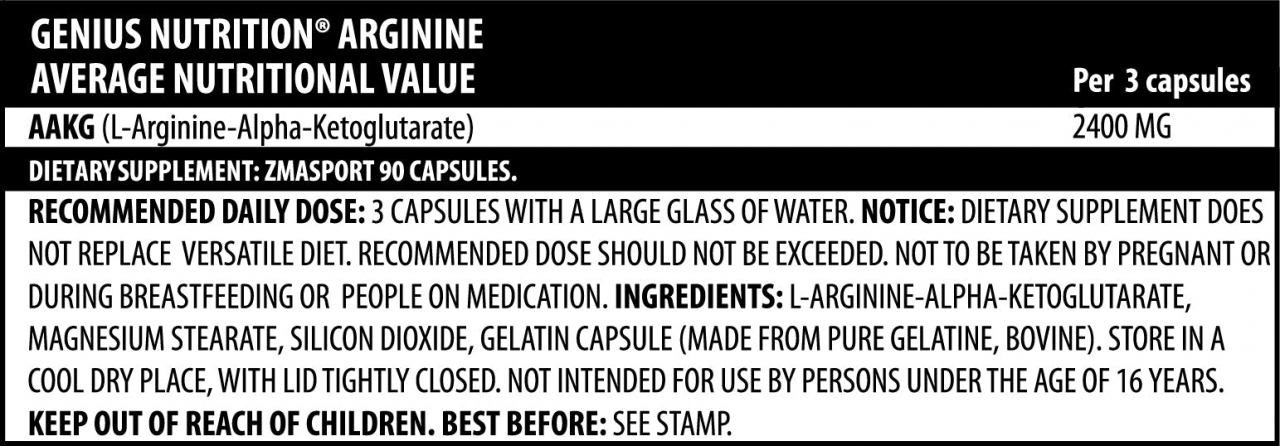Arginina, Genius Nutrition, Arginine AKG, 90 de capsule [2]