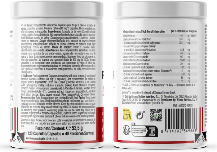 Arzator de grasimi, Weider, Fat Burner Green Tea Extract, 40 de portii, 120 de capsule [2]