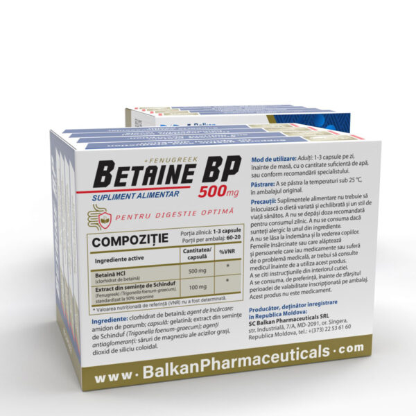 Betaina, Balkan Pharmaceuticals, Betaine 500mg, 60 de capsule [2]