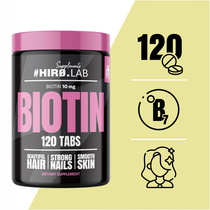 Biotina, Hiro Lab, Biotin 10mg, 120 de tablete [6]