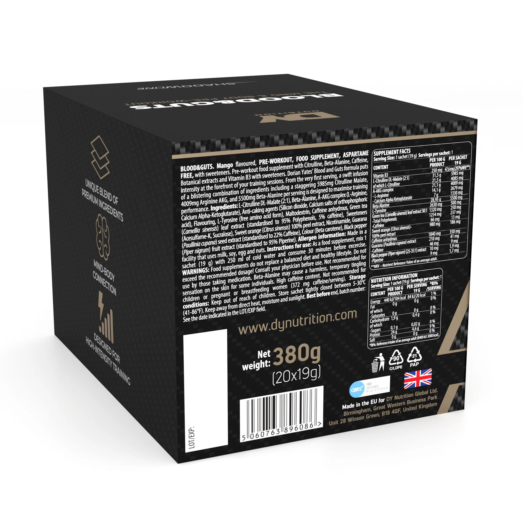 Pre-workout, DY Nutrition, Blood & Guts, Cutie cu 20 plicuri [3]