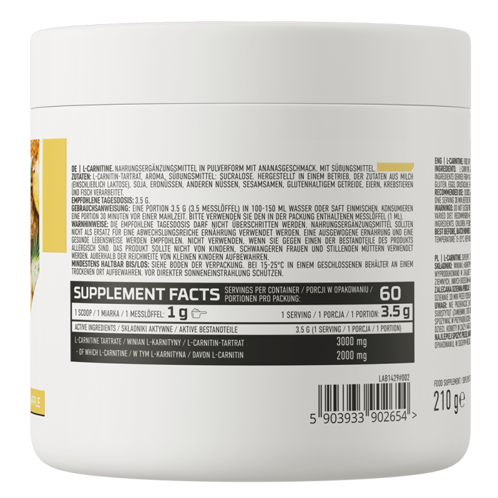 Carnitina, Ostrovit, L-Carnitine, 210 grame, pudra [2]