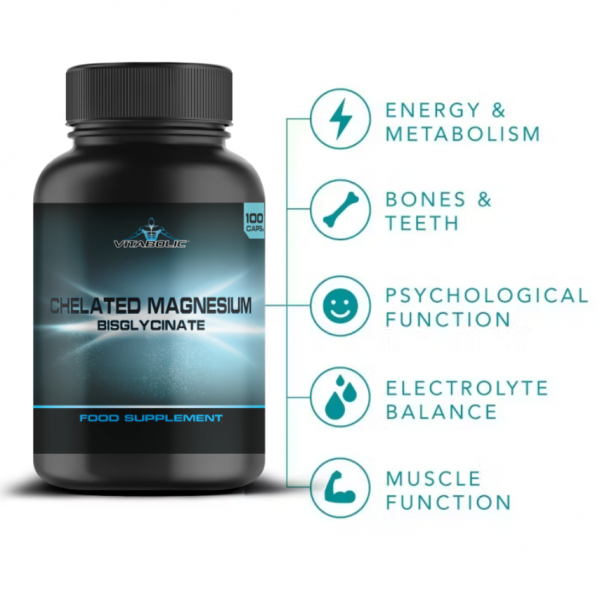 Magneziu bisglicinat chelat, Vitabolic, Chelated Magnesium Bisglycinate, 100 de capsule [2]