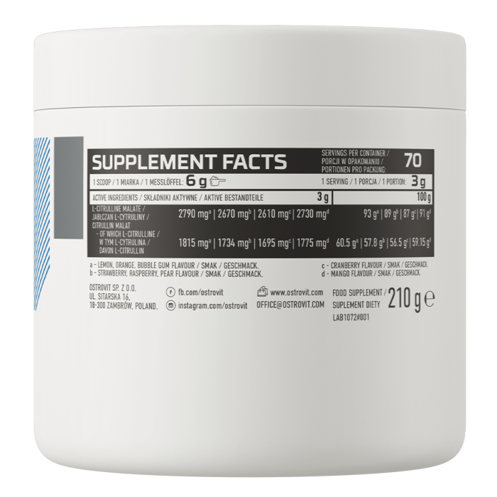 Citrulina, OstroVit, Citrulline, 210 grame, pudra [2]