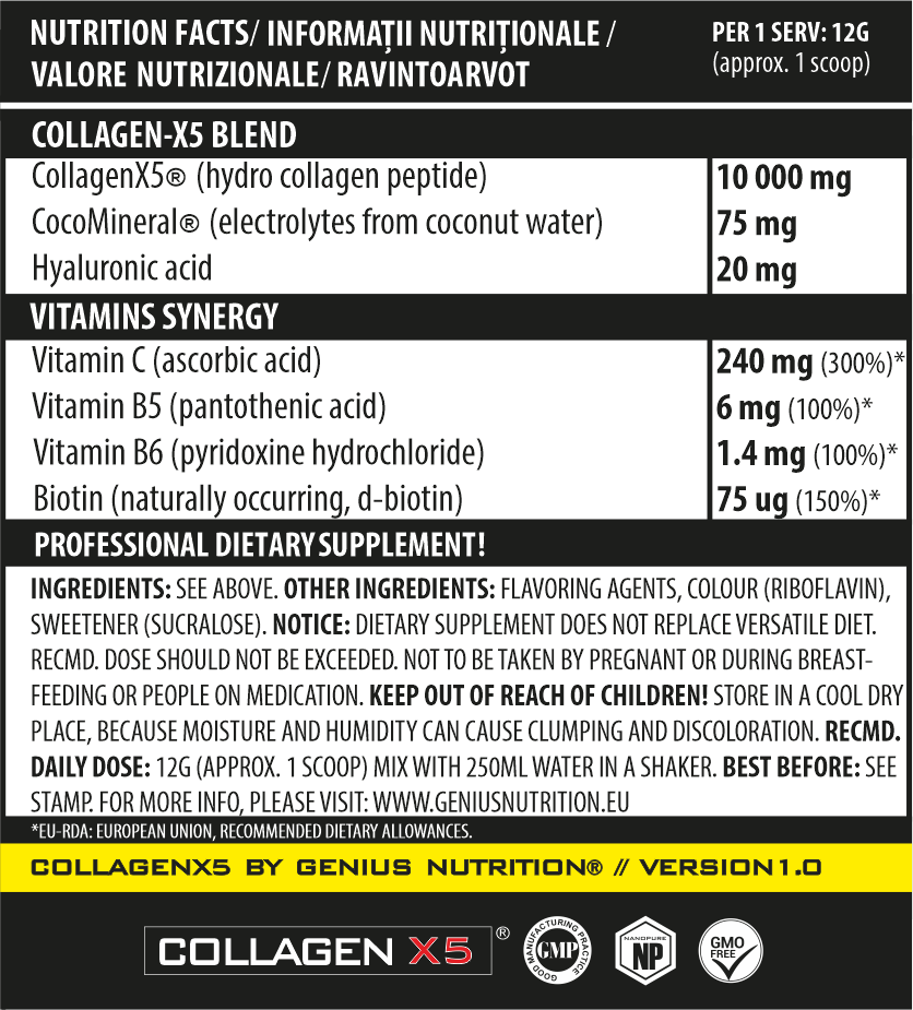 Colagen, Genius Nutrition, Collagen-X5, 360 de grame, pudra [2]