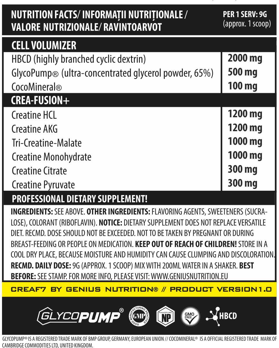 Matrice de creatina, Genius Nutrition, Crea F7, 405 grame, pudra [2]