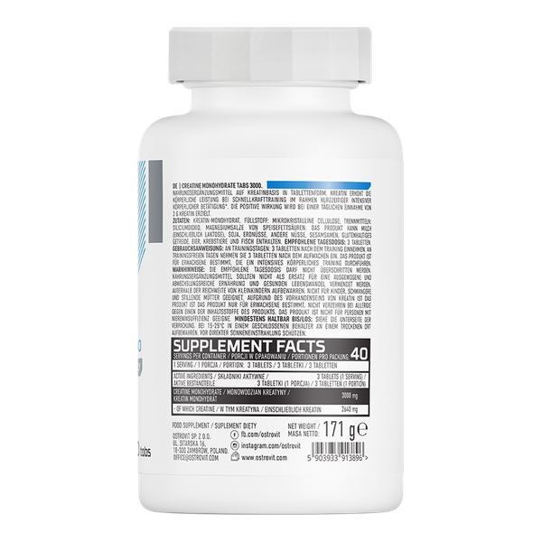 Creatina monohidrata, OstroVit, Creatine monohydrate tabs 3000, 120 de tablete [2]