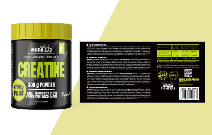 Creatina monohidrata, Hiro.Lab, Creatine micronized 200 Mesh, 300+100 de grame, pudra [2]