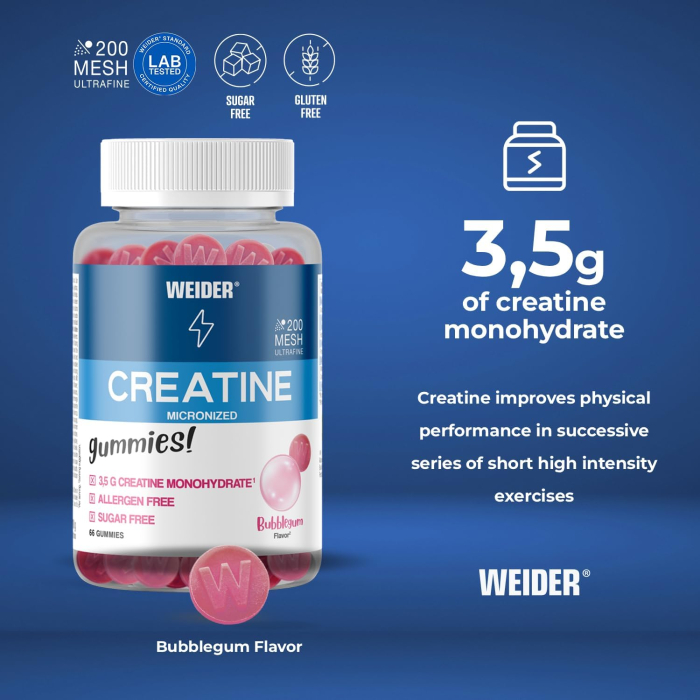 Weider Micronized Creatine Gummies Bubblegum 60 Gummies [5]