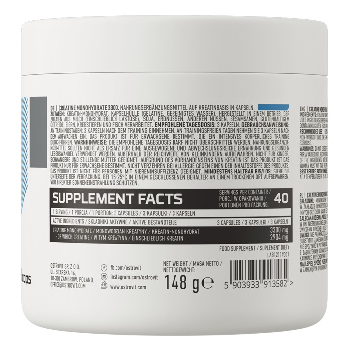 Creatina monohidrata, OstroVit, Creatine monohydrate tabs 3300, 120 de tablete [2]