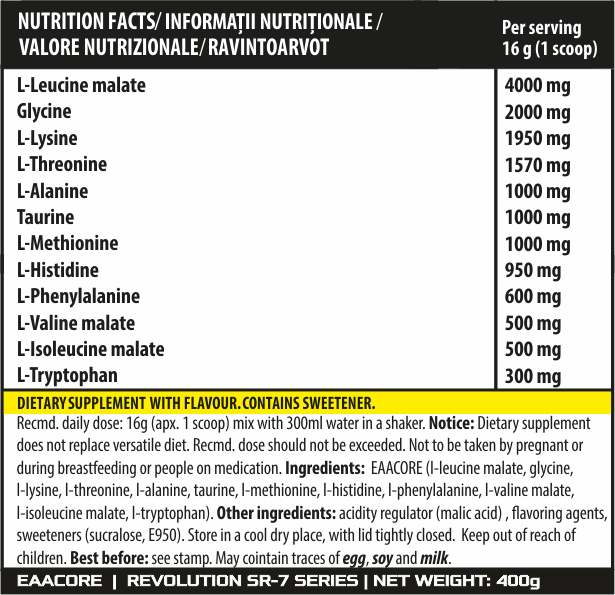Aminoacizi esentiali, Genius Nutrition, EAA Core, 400 de grame, pudra [2]