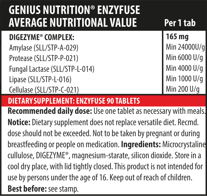 Enzime Digestive, Genius Nutrition, Enzyfuse, 90 de tablete [2]