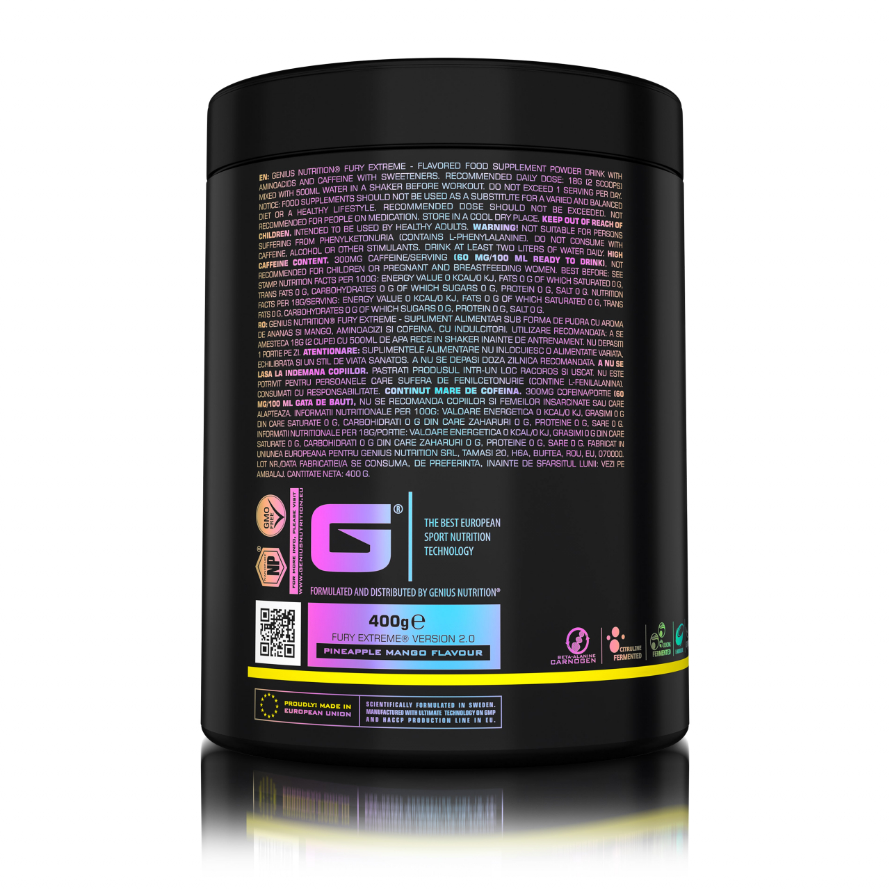 Pre-workout, Genius Nutrition, Fury extreme, 400 de grame, pudra [2]