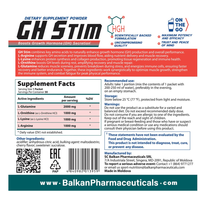 GH Stim, Balkan Pharmaceuticals, 30 de plicuri de 7.5 grame, pudra [2]