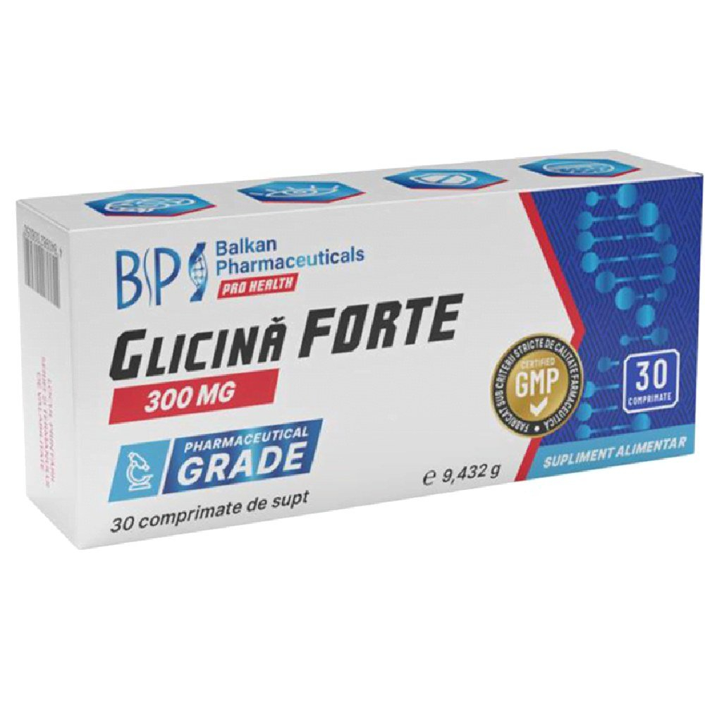 Glicina Forte, Balkan Pharmaceuticals, 300mg, 30 de comprimate de supt [1]