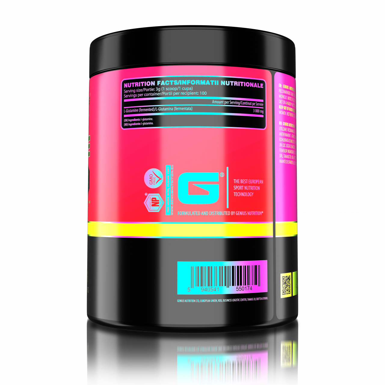 Glutamina, Genius Nutrition, 300 de grame, pudra [2]