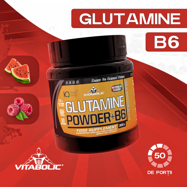 Glutamina + Vitamina B6, Vitabolic, Glutamine Powder + B6, 300 de grame, pudra [4]