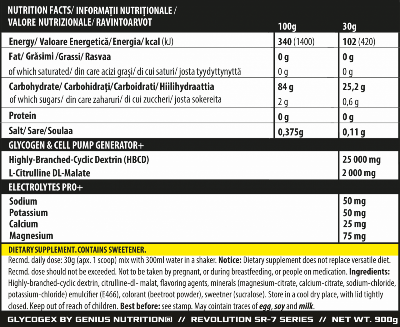 HBCD Dextrina ciclica, Genius Nutrition, Glycogex, 900 de grame, pudra [2]
