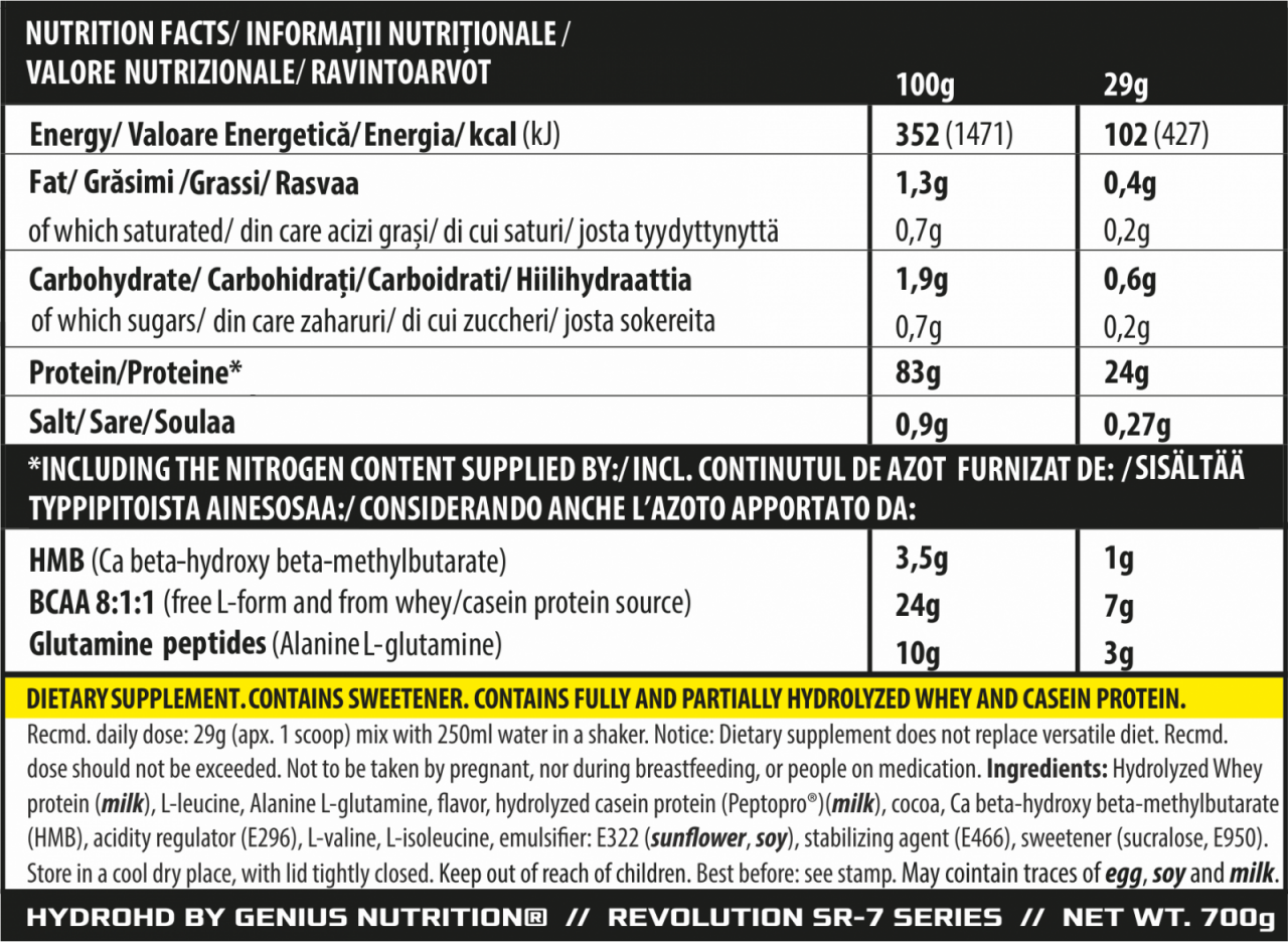 Hidrolizat proteic, Genius Nutrition, Hydro-HD, 700 de grame, pudra proteica [2]