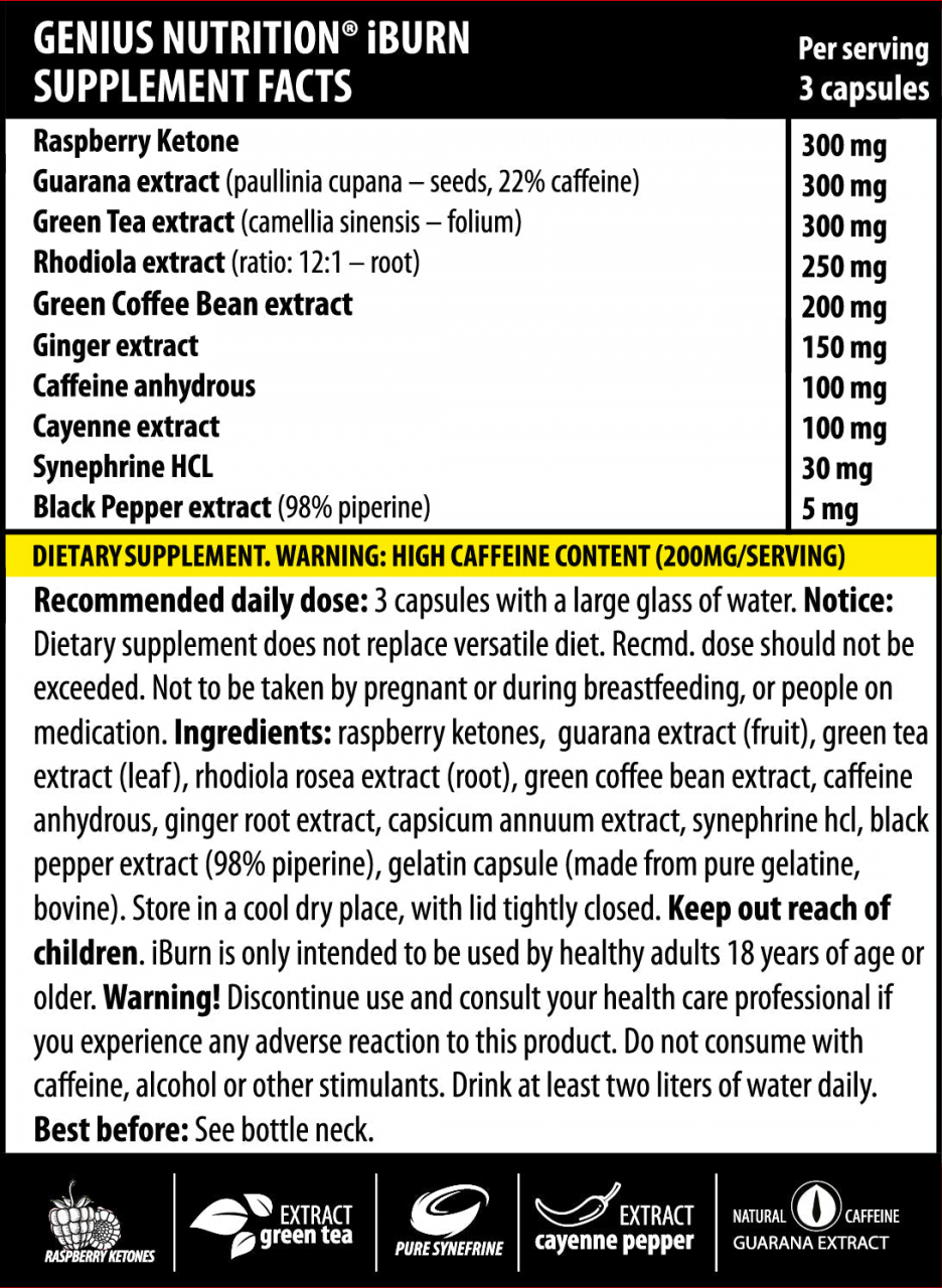 Arzator de grasimi, Genius Nutrition, iBurn, 90 de capsule [2]
