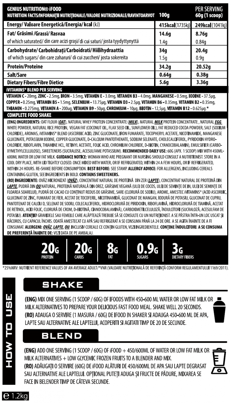 Inlocuitor de masa, Genius Nutrition, iFood, 1.2kg, pudra proteica [2]