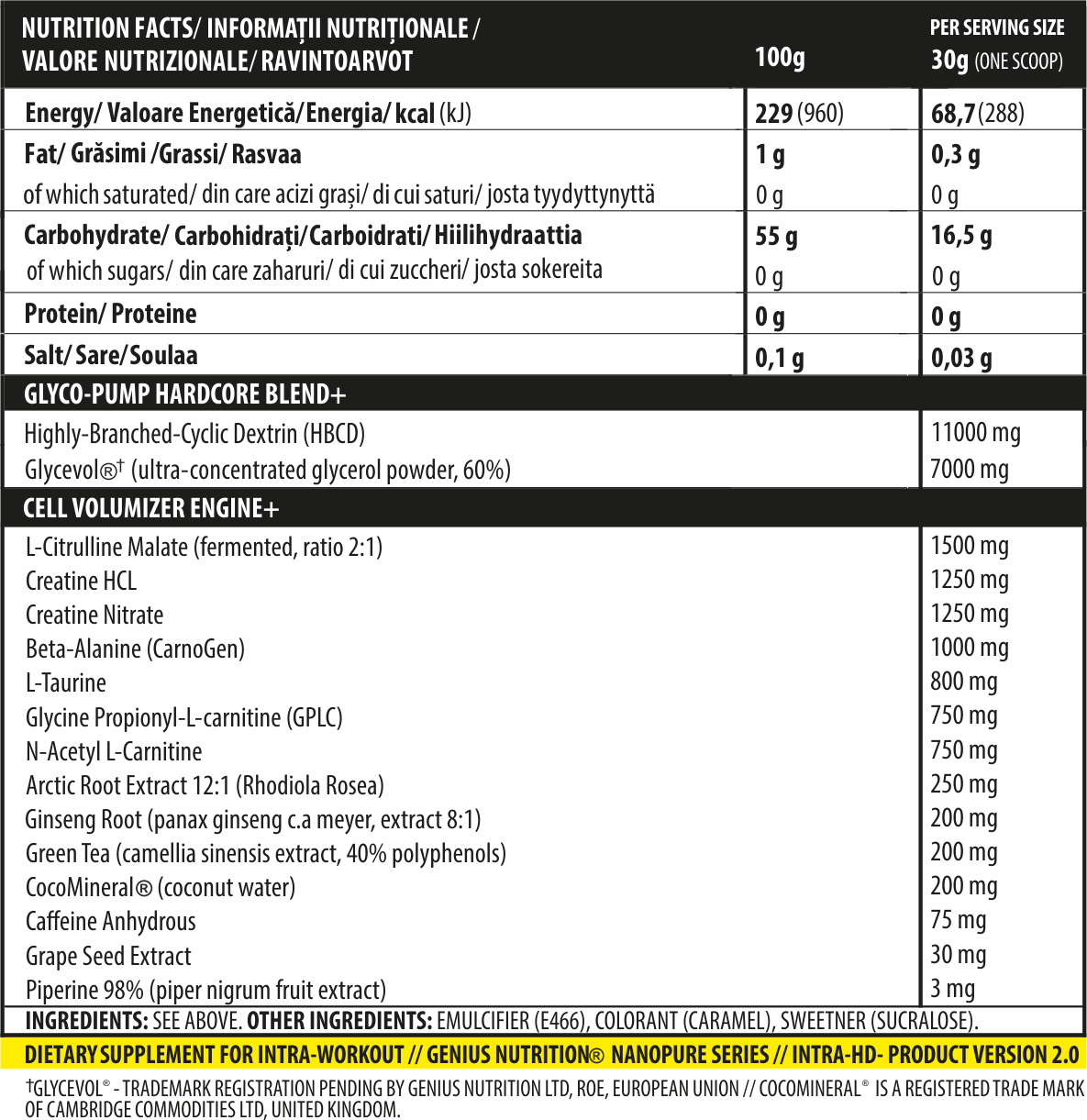 Intra-Workout, Genius Nutrition, Intra-HD, 750 de grame, pudra [2]