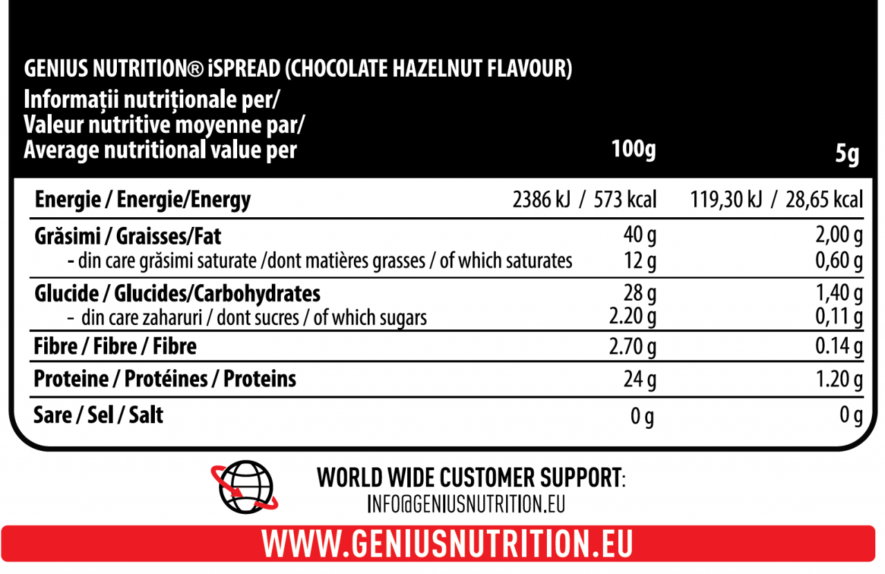 Crema tartinabila cu proteine, Genius Nutrition, iSpread, borcan de 450 de grame [3]