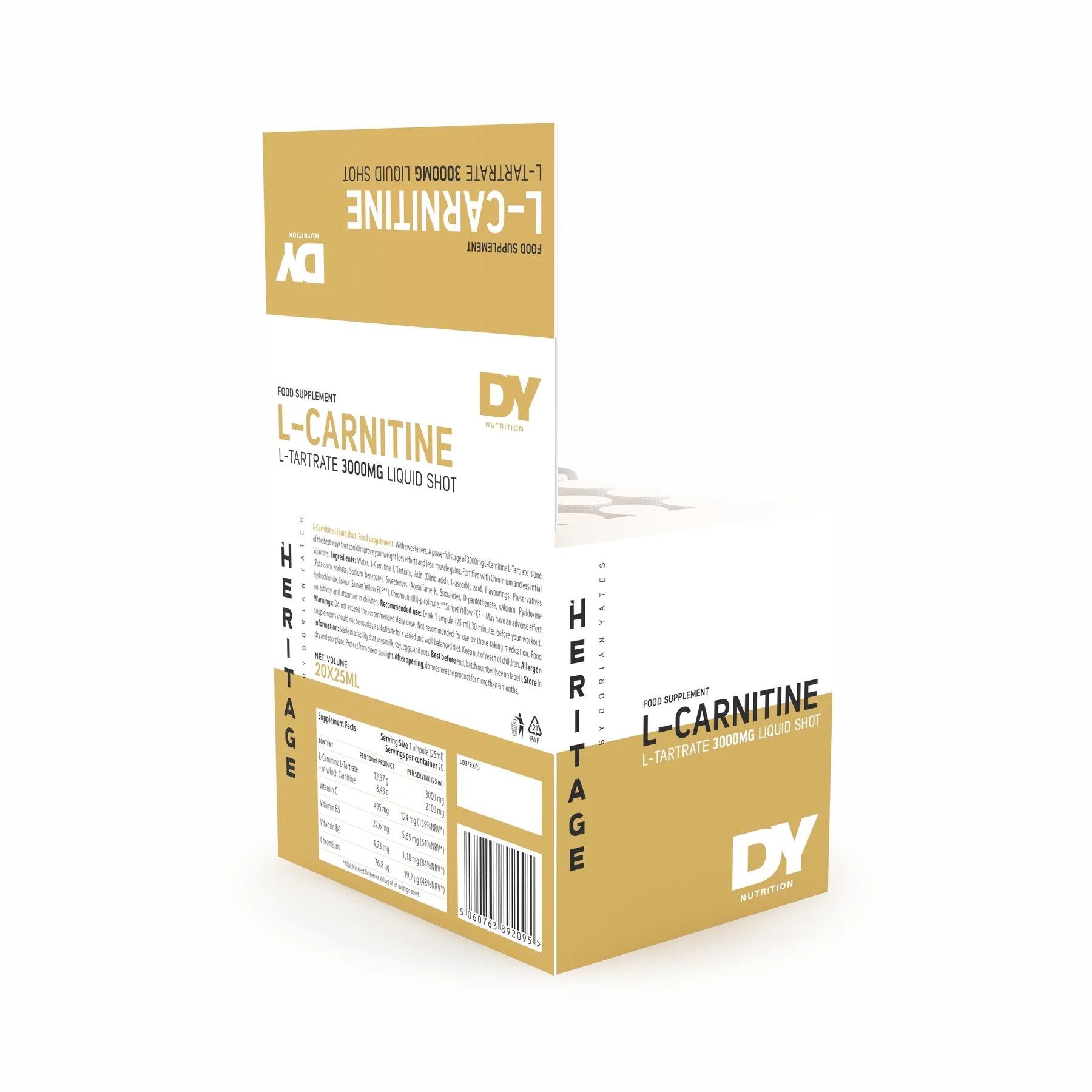 Carnitina, DY Nutrition, L-Carnitine L-Tartrat, 20 de fiole de 25ml [4]