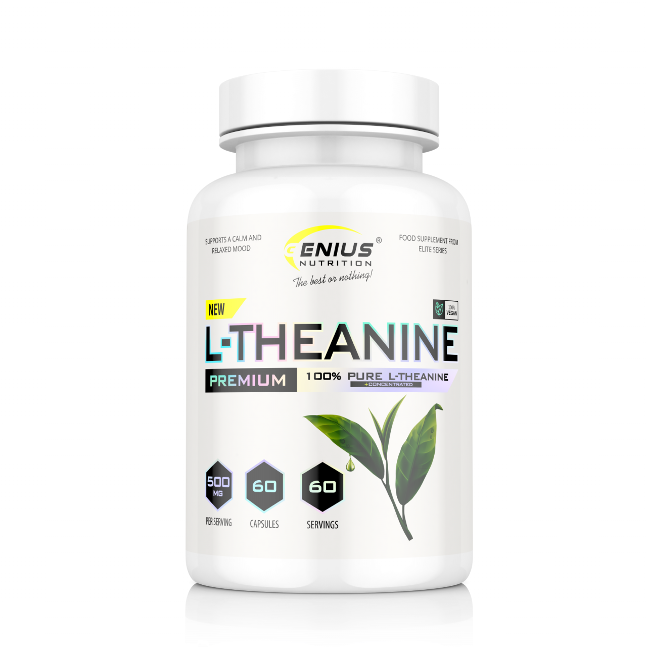 Teanina, Genius Nutrition, L-Theanine, 60 de capsule [1]