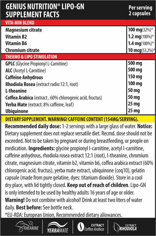 Arzator de grasimi, Genius Nutrition, Lipo-GN, 90 de capsule [2]