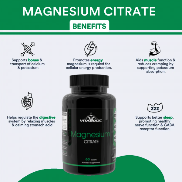 Citrat de magneziu, Vitabolic, Magnesium Citrate, 60 de tablete [2]