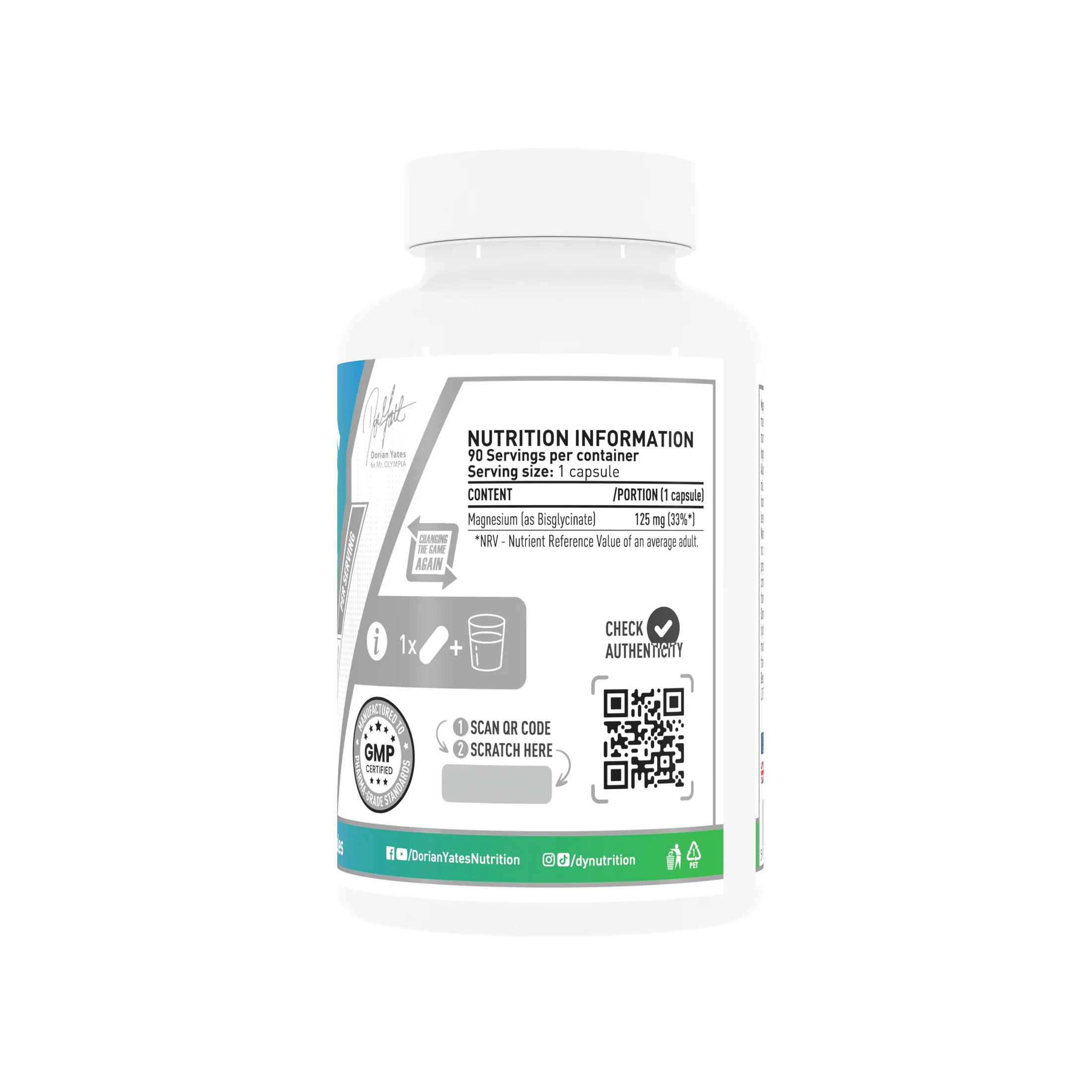 Magneziu, DY Nutrition, Magnesium Bisglycinate, 90 de capsule [3]