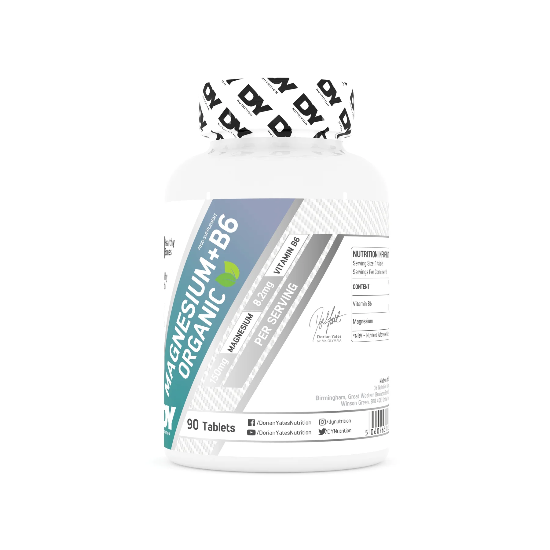 Magneziu + Vitamina B6, DY Nutrition, Magnesium + Vitamin B6 Organic, 90 de tablete [2]
