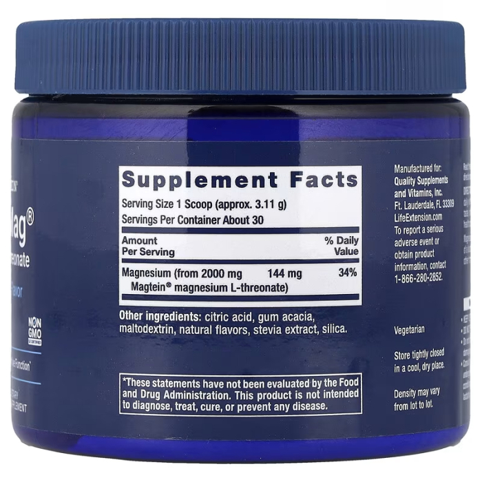 Magneziu treonat, Life Extension, Neuro-Mag Magnesium L-Threonate, Tropical Punch, 30 de portii , 93.35 grame, pudra [2]