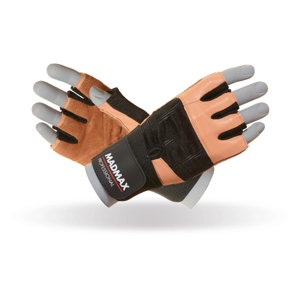 Manusi maro cu protectie incheietura, MadMax, Professional workout gloves, Black/Brown [1]