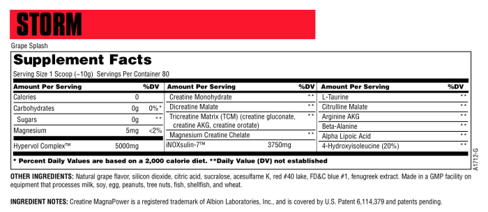 Matrice de creatina, Universal, Storm Creatine Complex, 750 de grame, pudra [2]