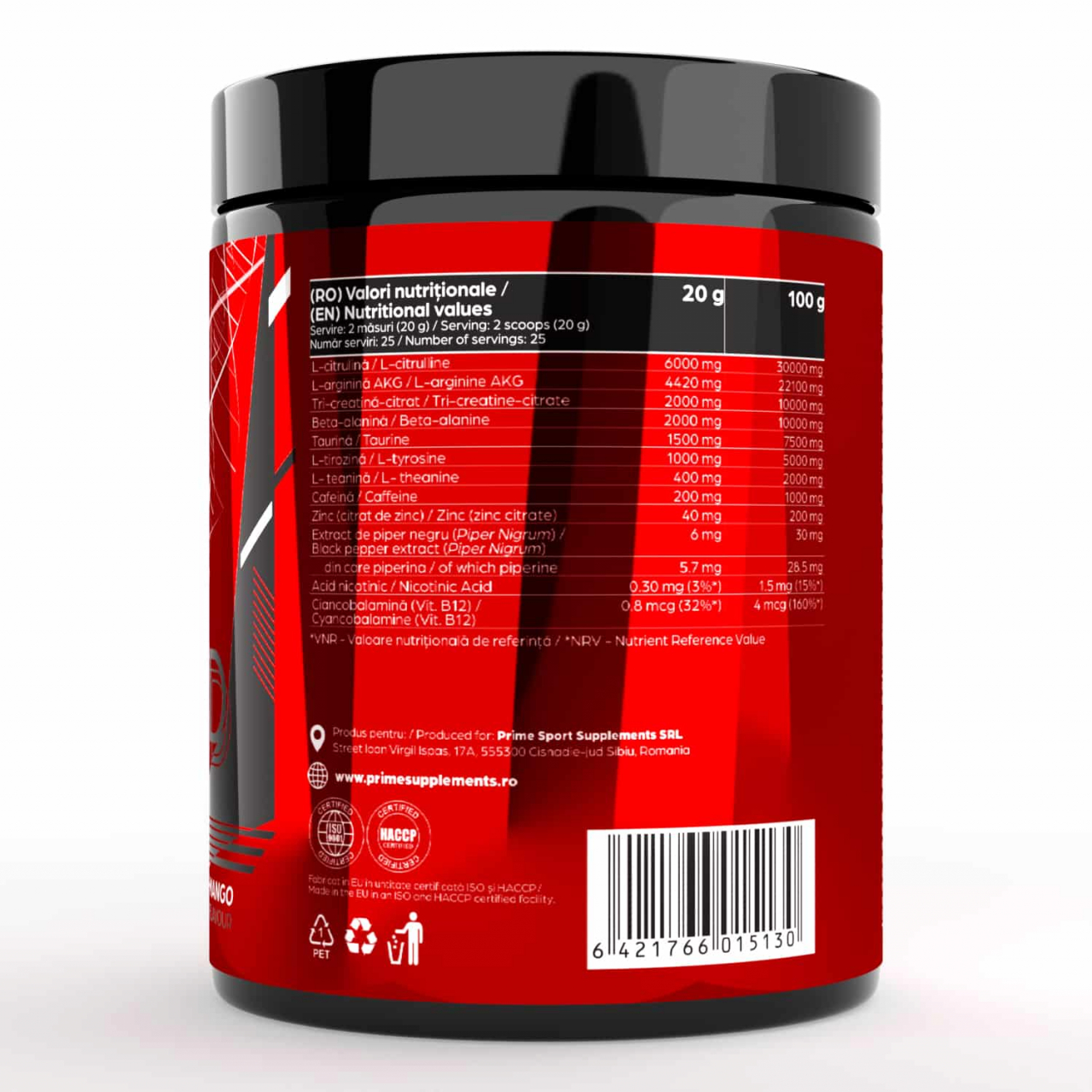 Pre-workout, Prime, NITROX 3D, 500 de grame, pudra [3]