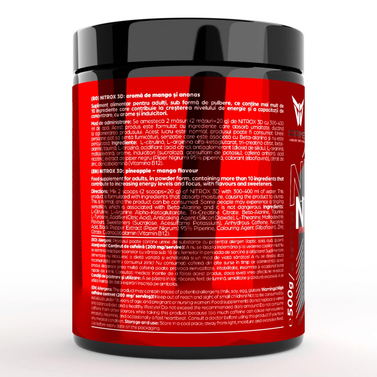 Pre-workout, Prime, NITROX 3D, 500 de grame, pudra [2]