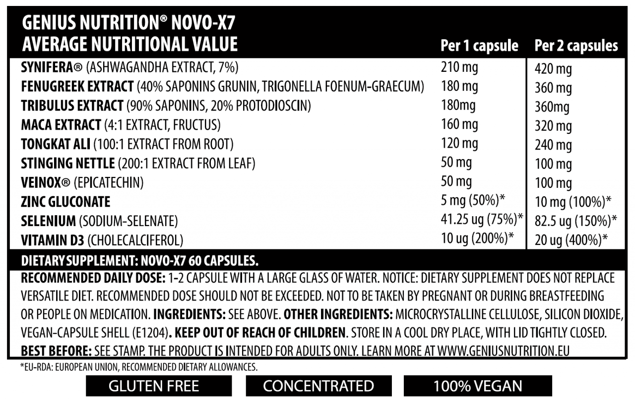 Optimizator de testosteron, Genius Nutrition, Novo-X7, 60 de capsule [2]