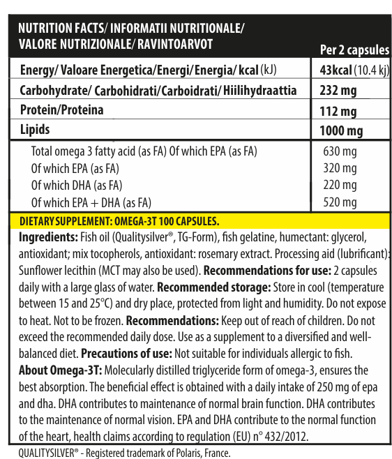 Omega 3, Genius Nutrition, Omega-3T, 100 de capsule moi [2]