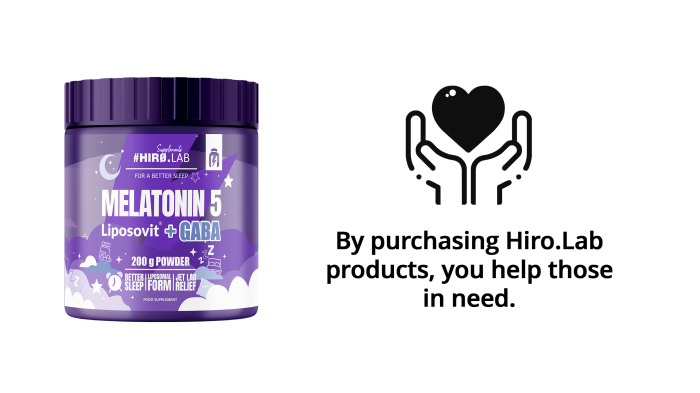 Optimizator somn, Hiro.Lab, Melatonin 5 Liposovit + GABA, 200 de grame, pudra [4]