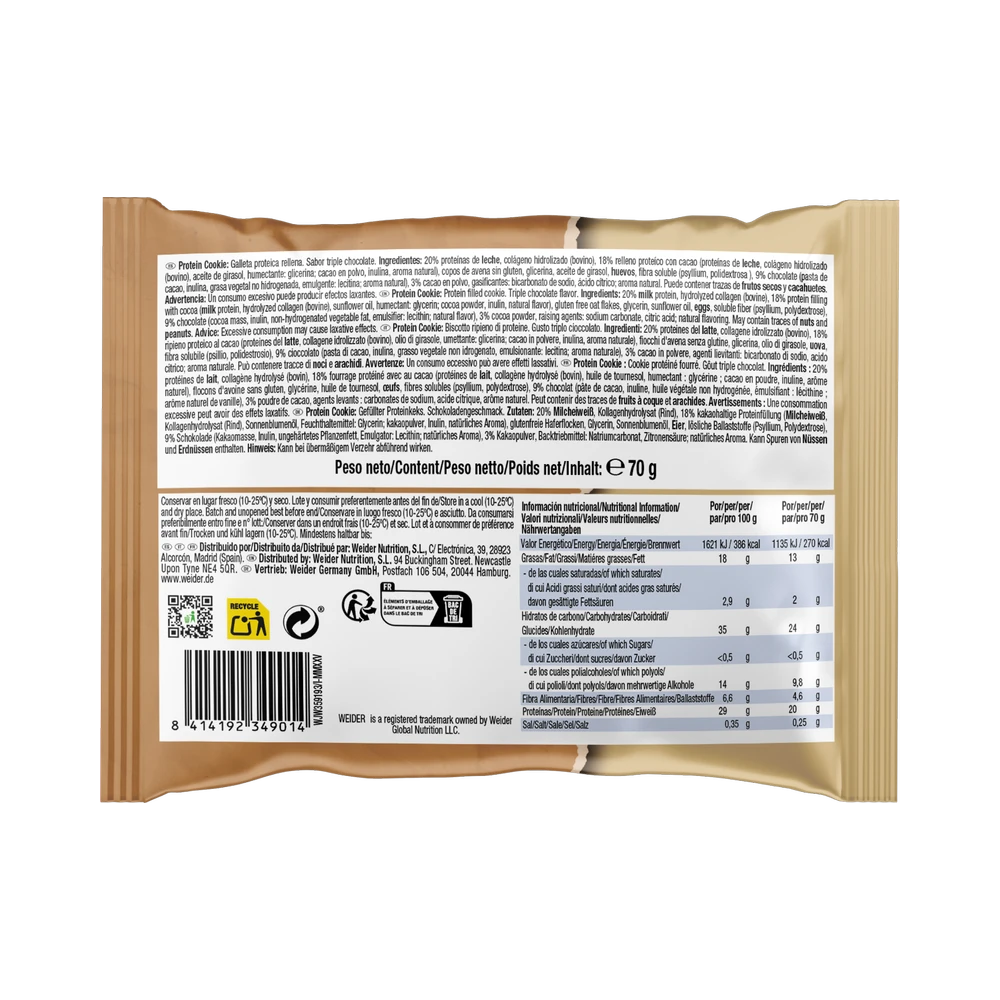 Prajitura proteica cu umplutura, Weider, Filled Protein Cookie, biscuit de 70 de grame [2]