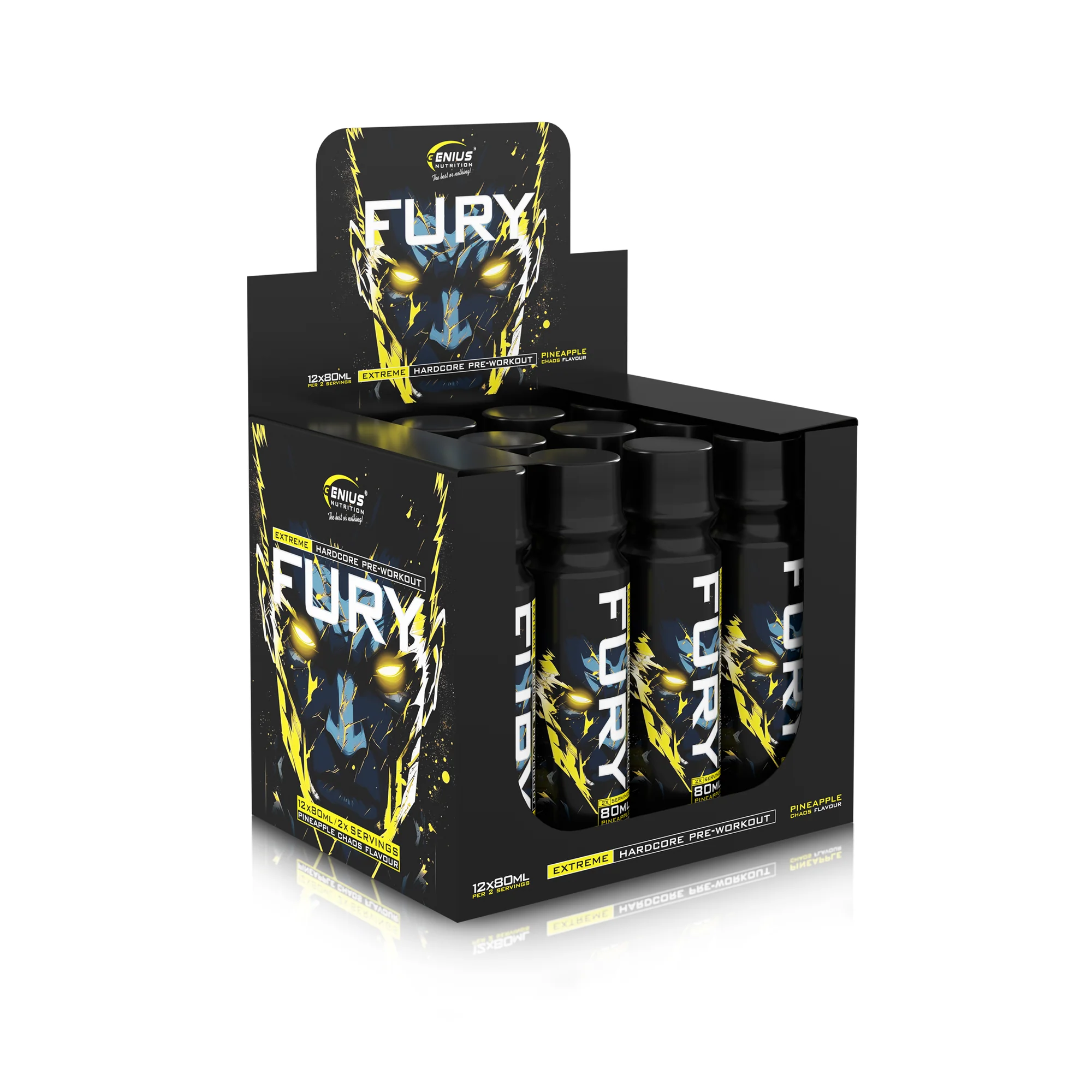Pre-workout cu cofeina, Genius Nutrition, Fury Extreme, Shot de 80ml [3]