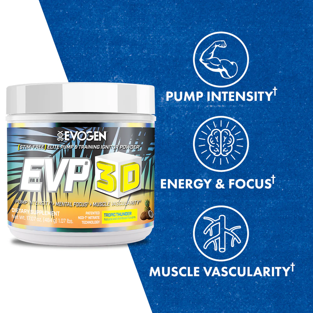 Pre-workout fara cofeina, Evogen, Evp 3D Stim-free, 480 de grame, pudra [3]