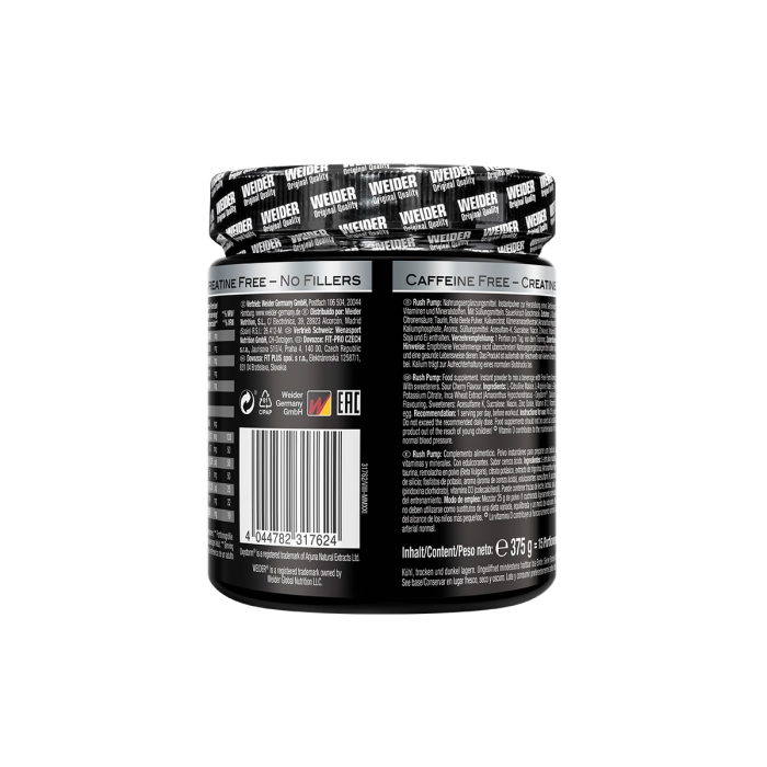 Pre-workout fara cofeina, Weider, Rush Pump, 375 de grame, pudra [2]