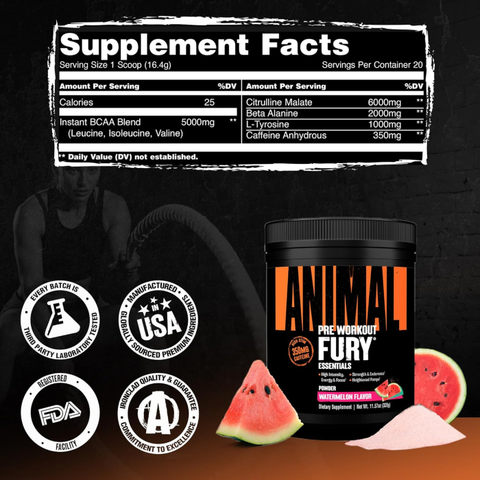 Pre-workout, Universal, Animal Fury, 322 de grame, pudra [2]