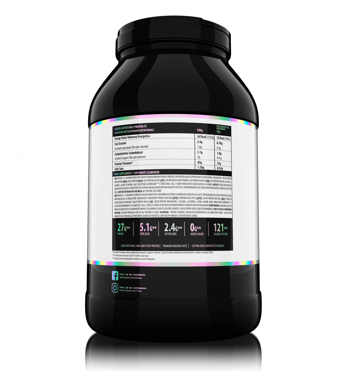 Blend proteic, Genius Nutrition, Protein-F5, 2kg, pudra proteica [2]