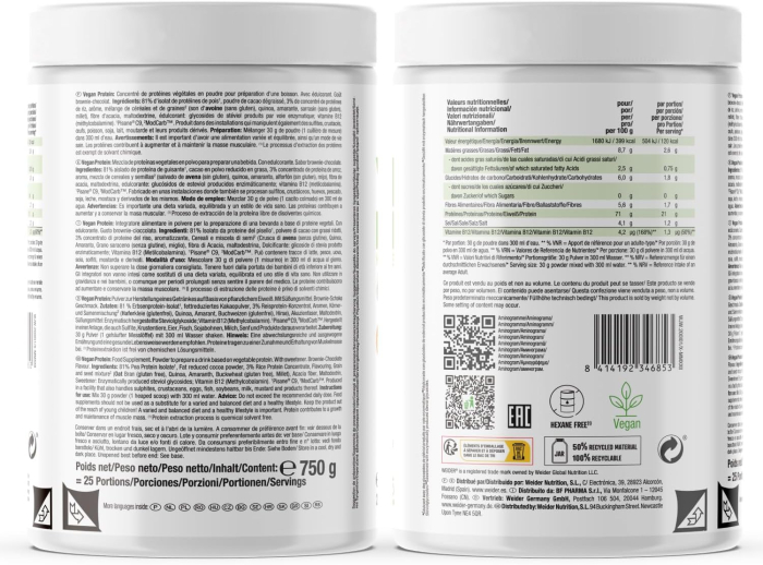 Proteina vegana, Weider, Vegan protein, 750 de grame, pudra proteica [2]